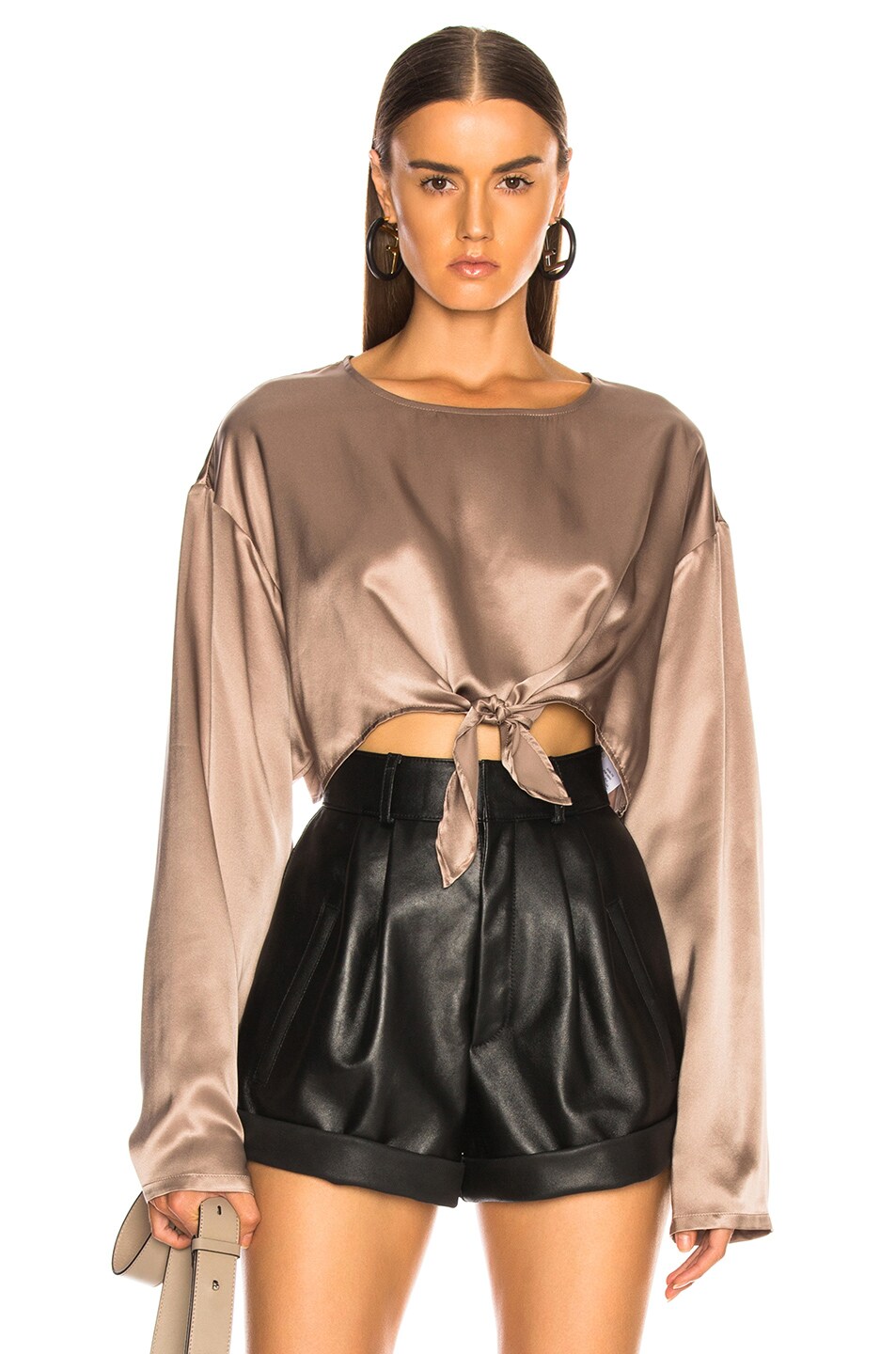 Image 1 of SABLYN Roc Knotted Silk Top in Sand