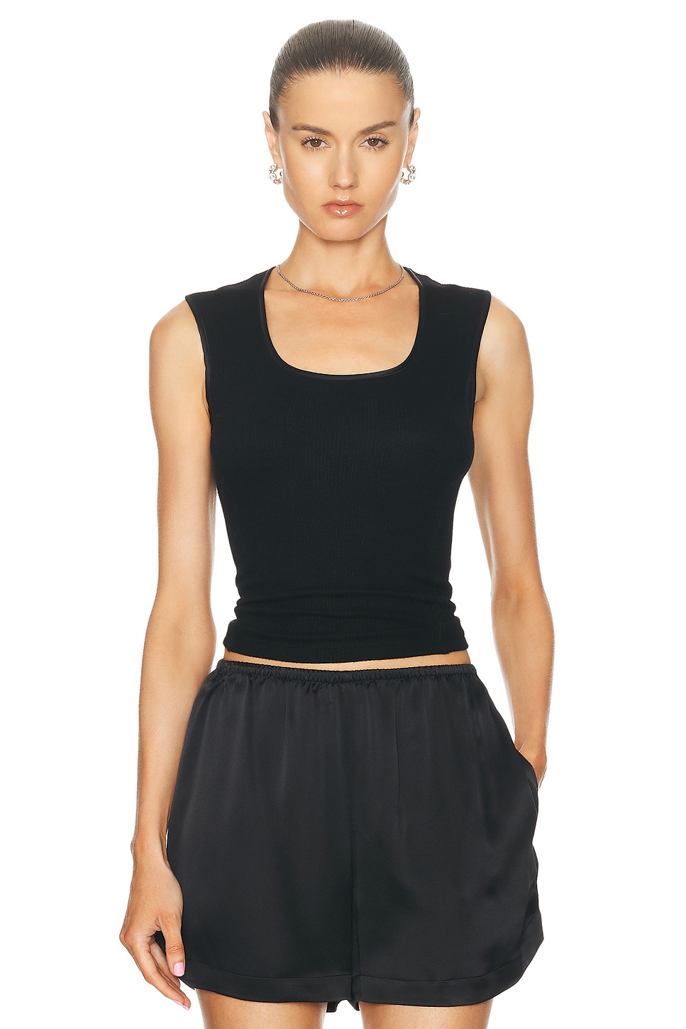 Image 1 of SABLYN Sabrina Fitted Scoop Neck Tank Top With Seaming in Black