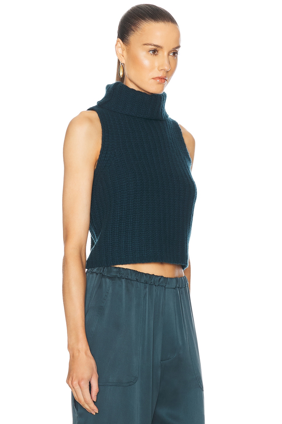 Shop Sablyn Saige Cropped Turtleneck Sweater In Compass