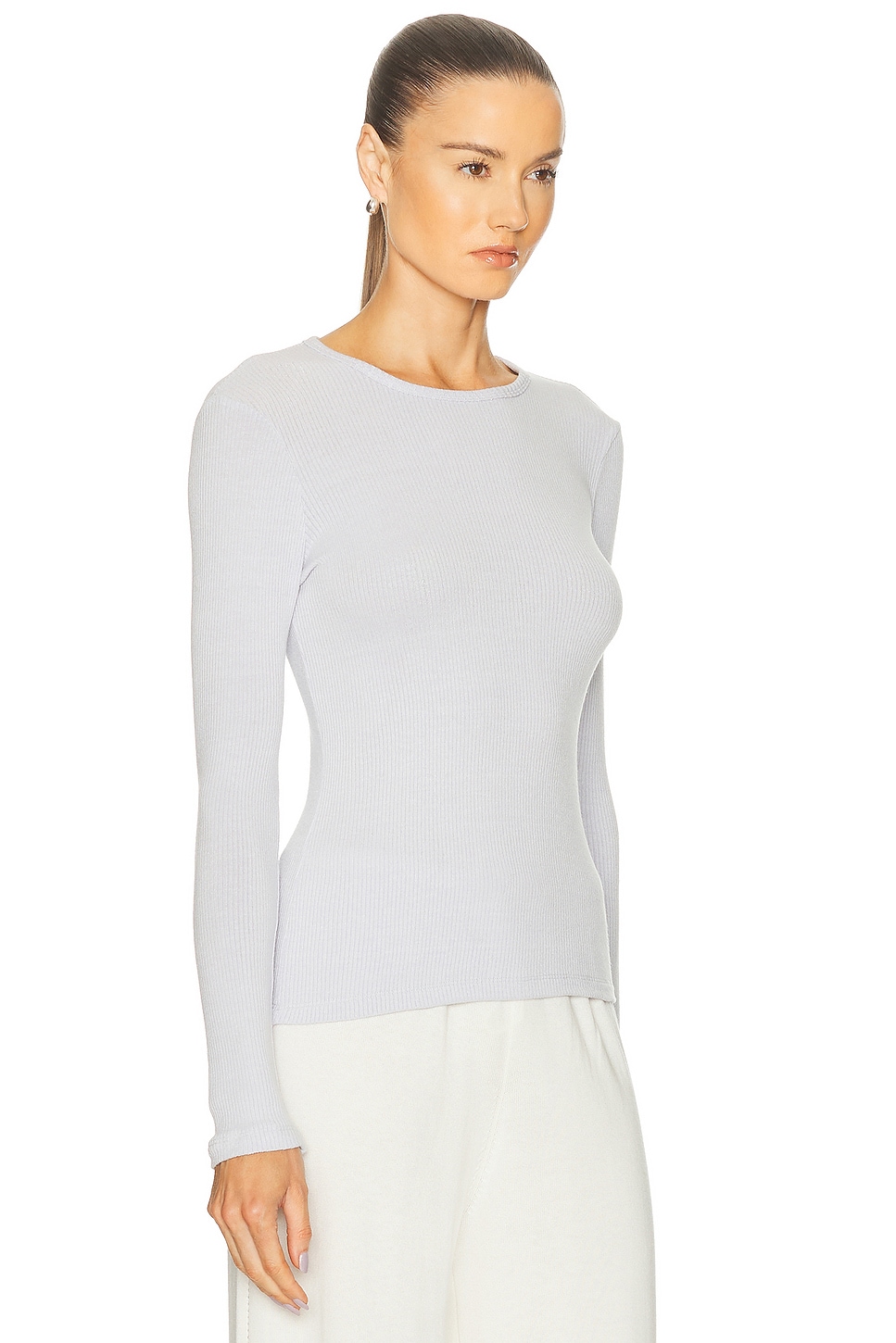 Sablyn Quincy Long Sleeve Fitted Crewneck Tee In White