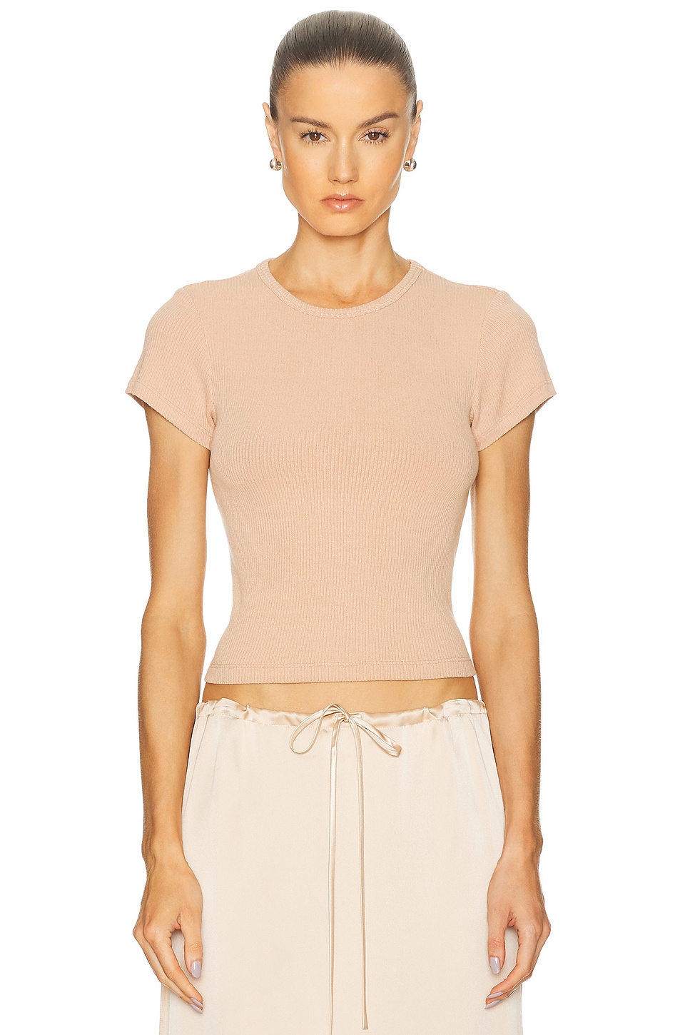 Image 1 of SABLYN Yael Cropped Baby Tee in Pink Sand