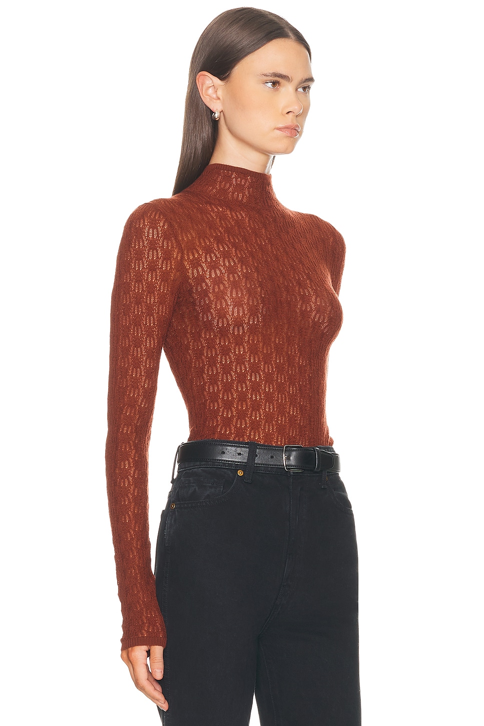Sablyn Rhea Longsleeve Mock Neck Top In Brown