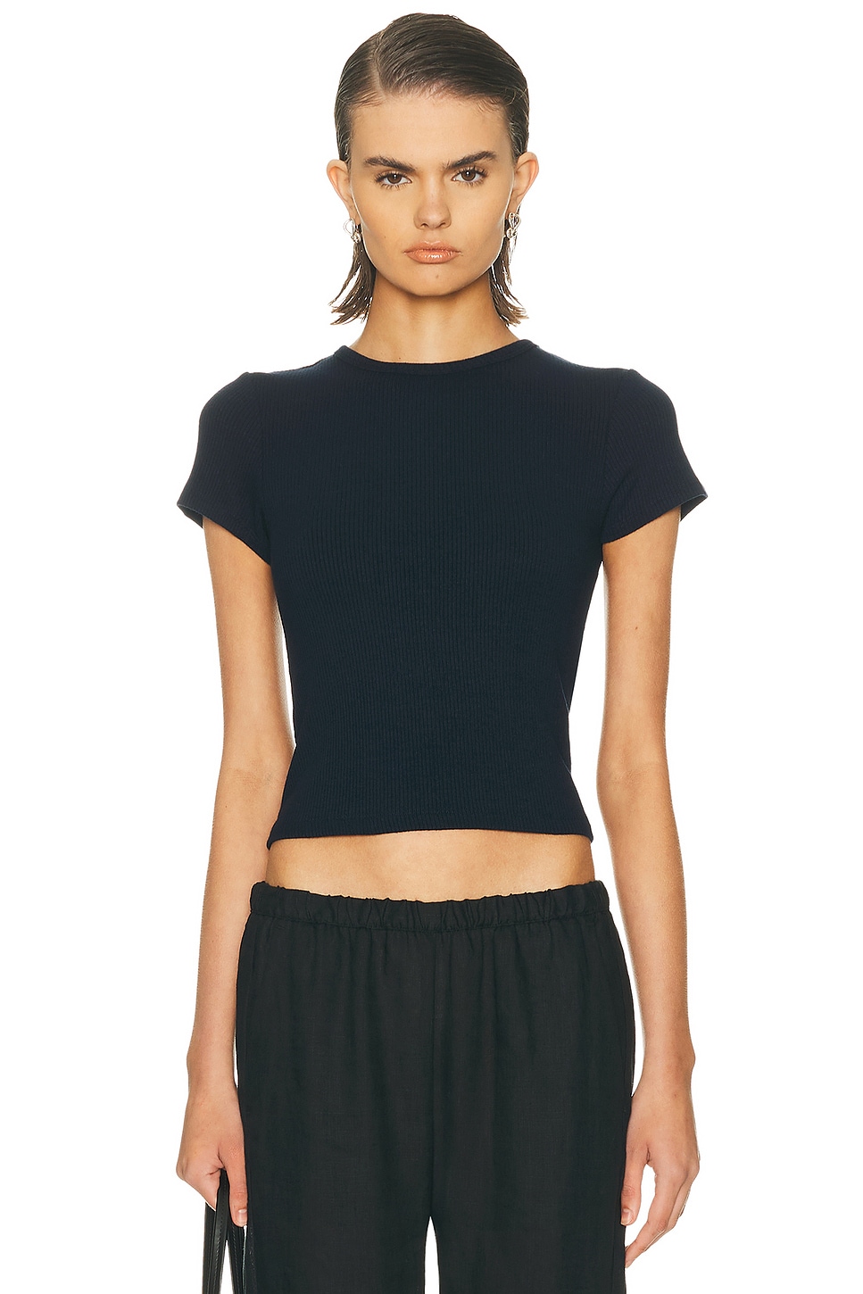 Sablyn Yael Cropped Baby Tee In Blue