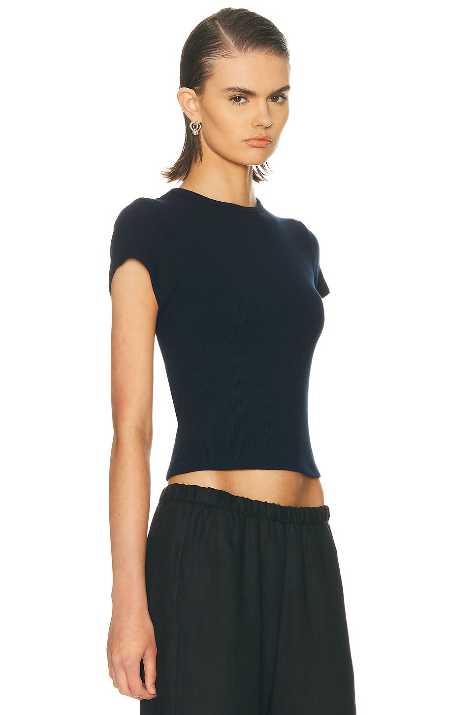 Sablyn Yael Cropped Baby Tee In Blue