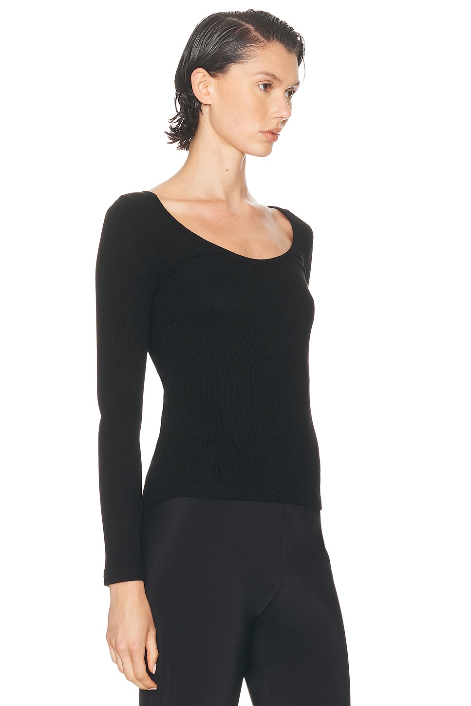 Sablyn Isla Scoop Neck Long Sleeve Tee In Black