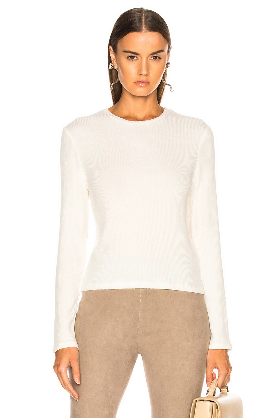 Image 1 of SABLYN Ryder Long Sleeve Cotton Ribbed Tee in White