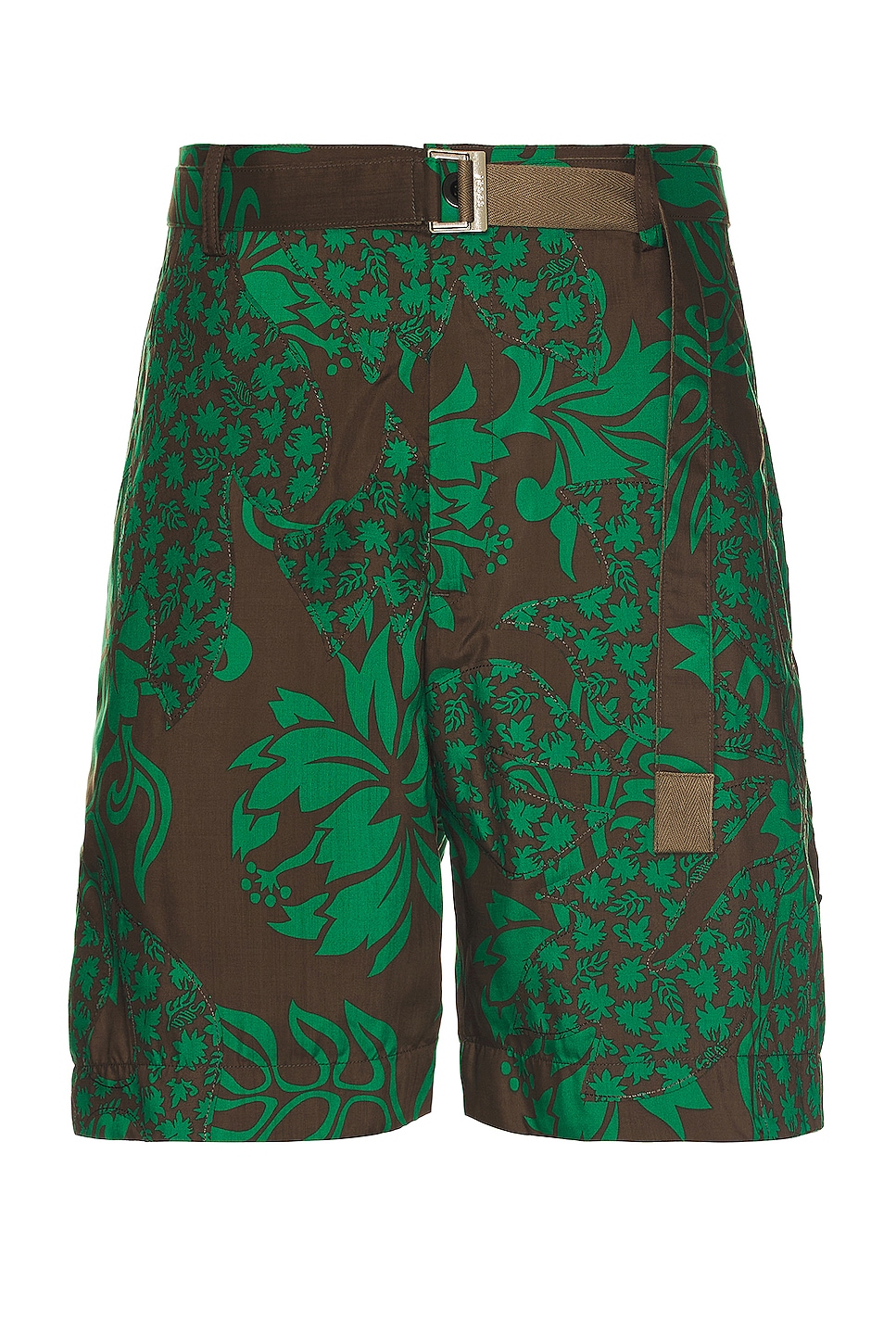 Image 1 of Sacai Floral Embroidered Patch Shorts in Green