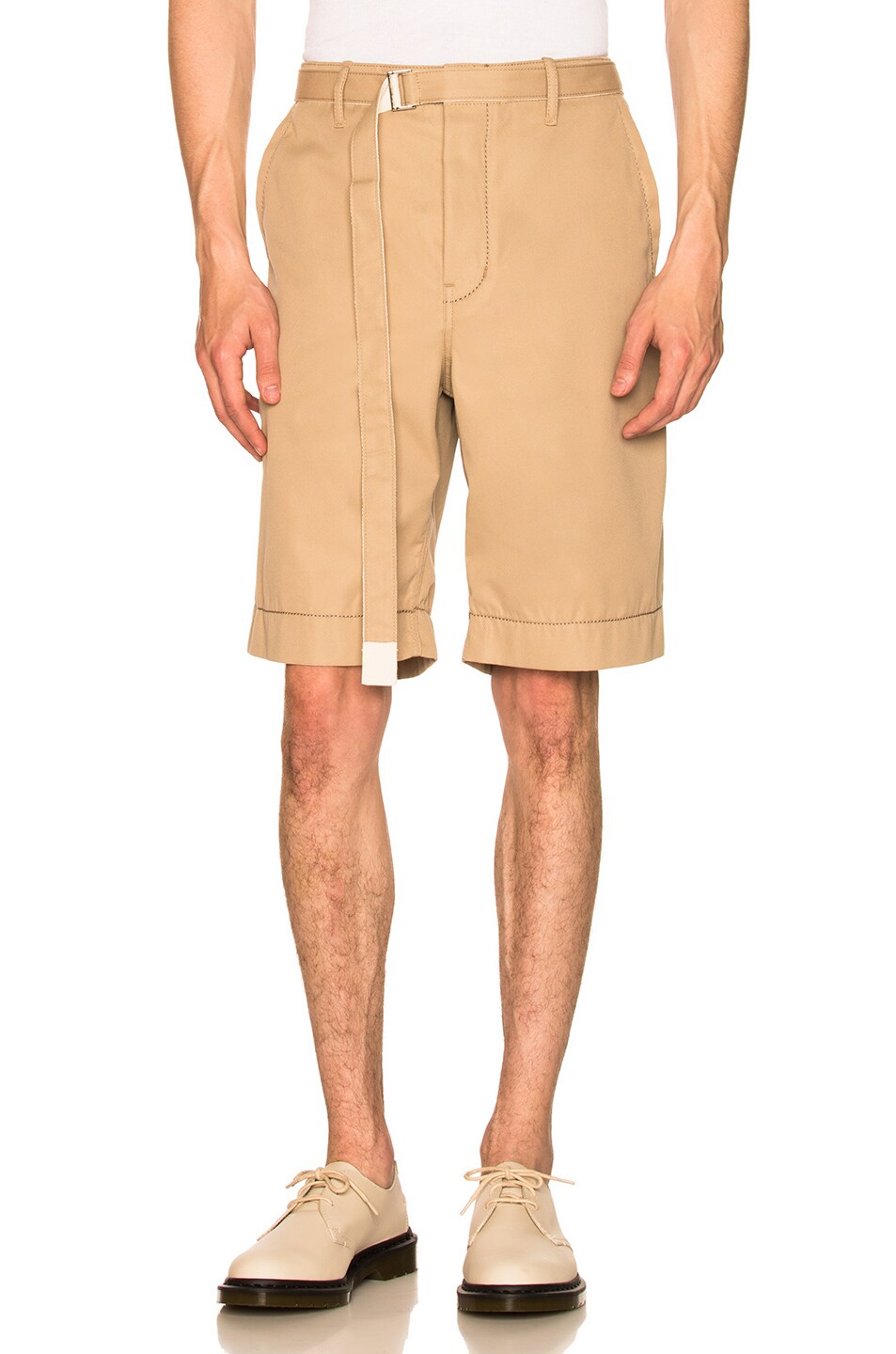 Image 1 of Sacai Cotton Twill Shorts in Beige