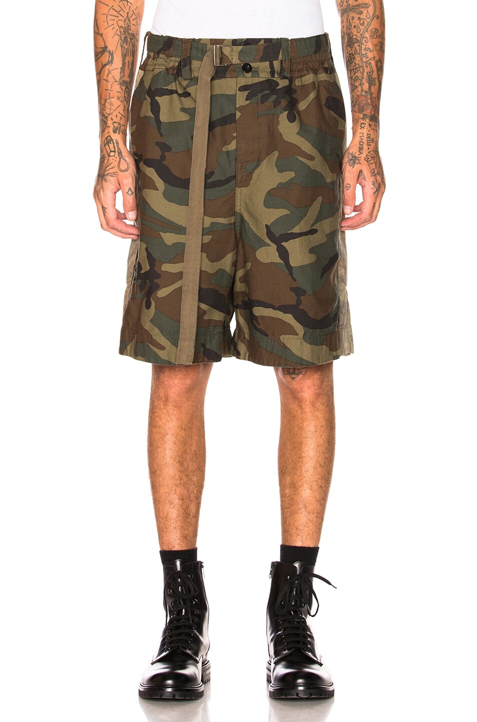 Image 1 of Sacai Camouflage Shorts in Khaki