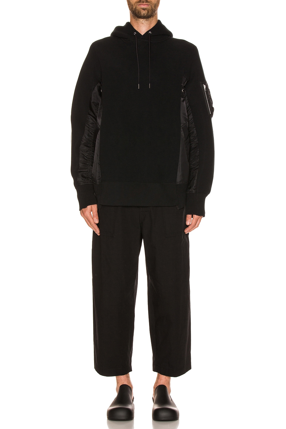 Image 1 of Sacai Sponge Sweat x MA-1 Hoodie in Black