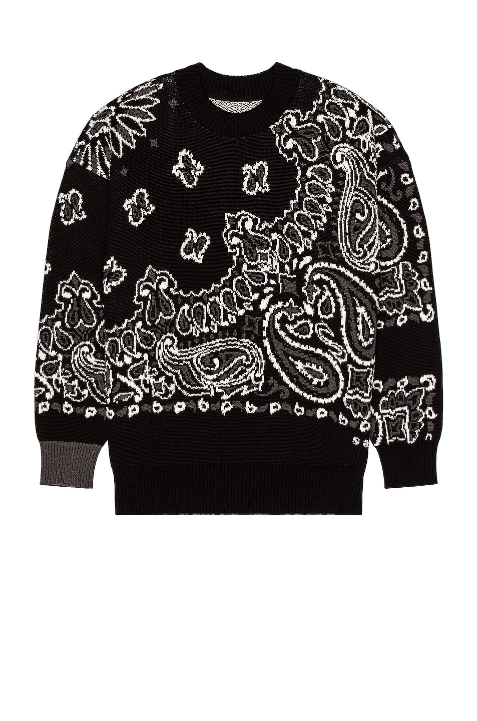 Image 1 of Sacai Bandana Knit Pullover in Black