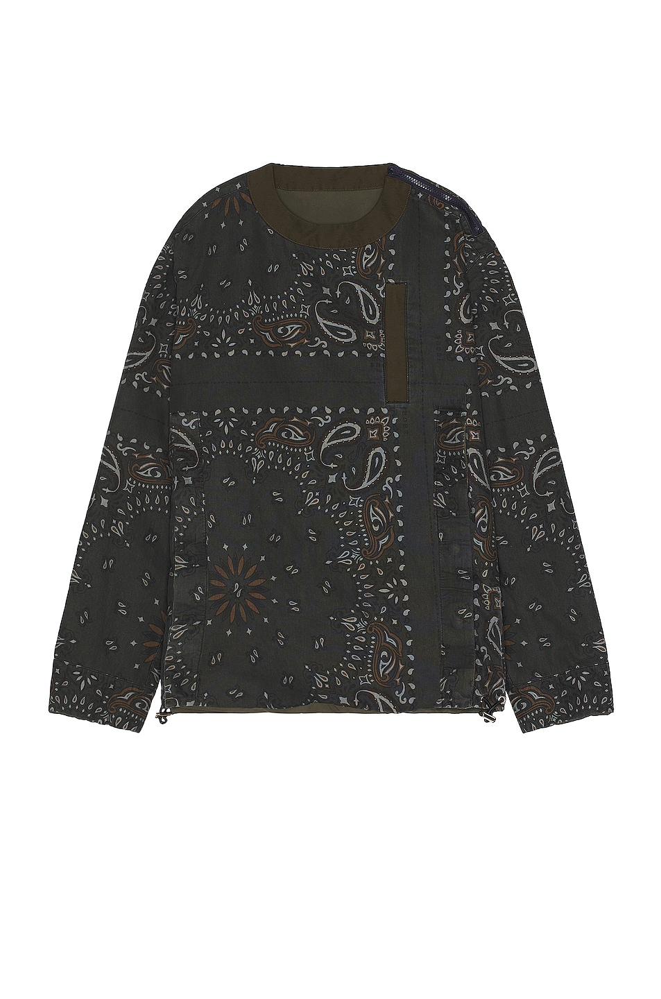 Image 1 of Sacai Bandana Print Reversible Sweater in Grey