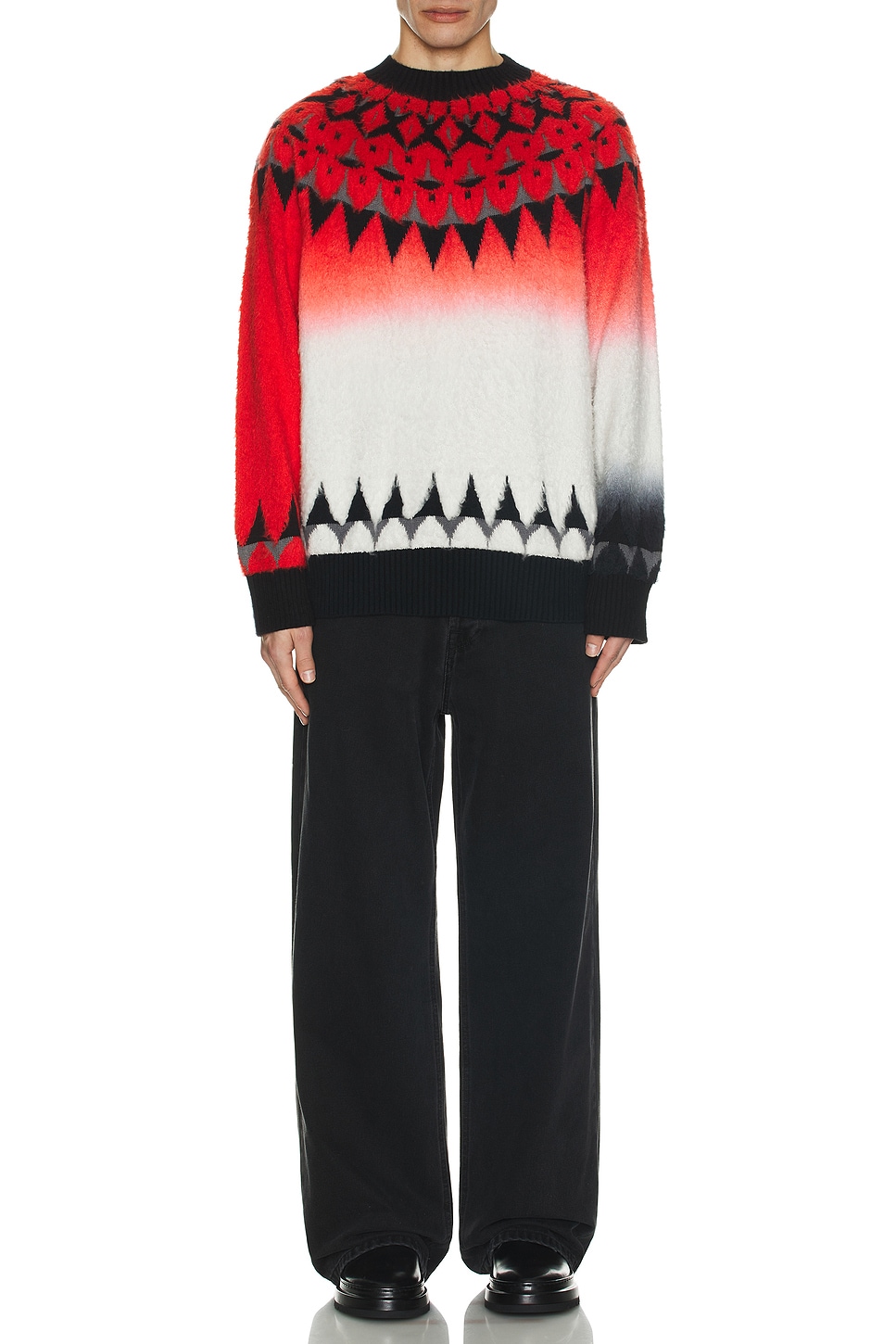 Image 1 of Sacai Jacquard Knit Pullover in Red