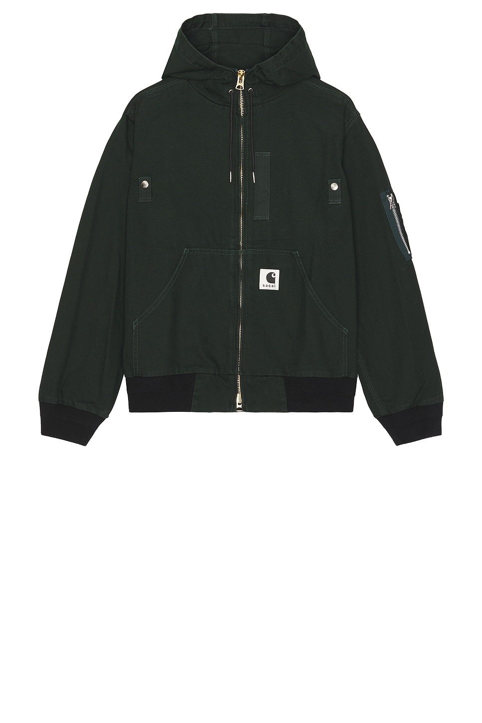 Image 1 of Sacai x Carhartt Wip Washed Duck Hooded Blouson in Green