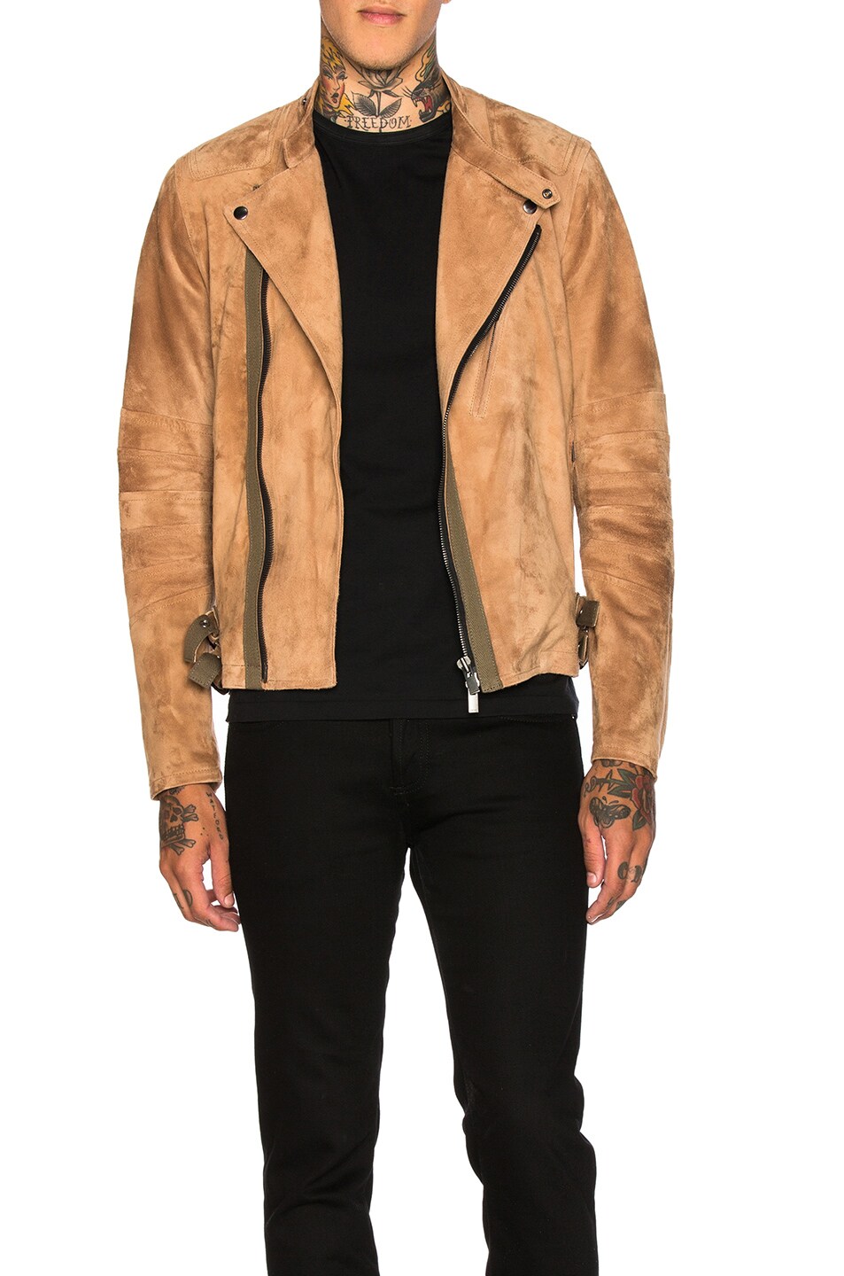Image 1 of Sacai Leather Jacket in Beige