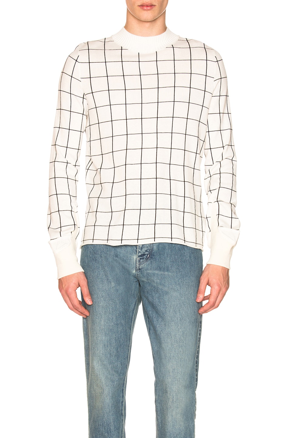 Image 1 of Sacai Windowpane Knit Pullover in Off White