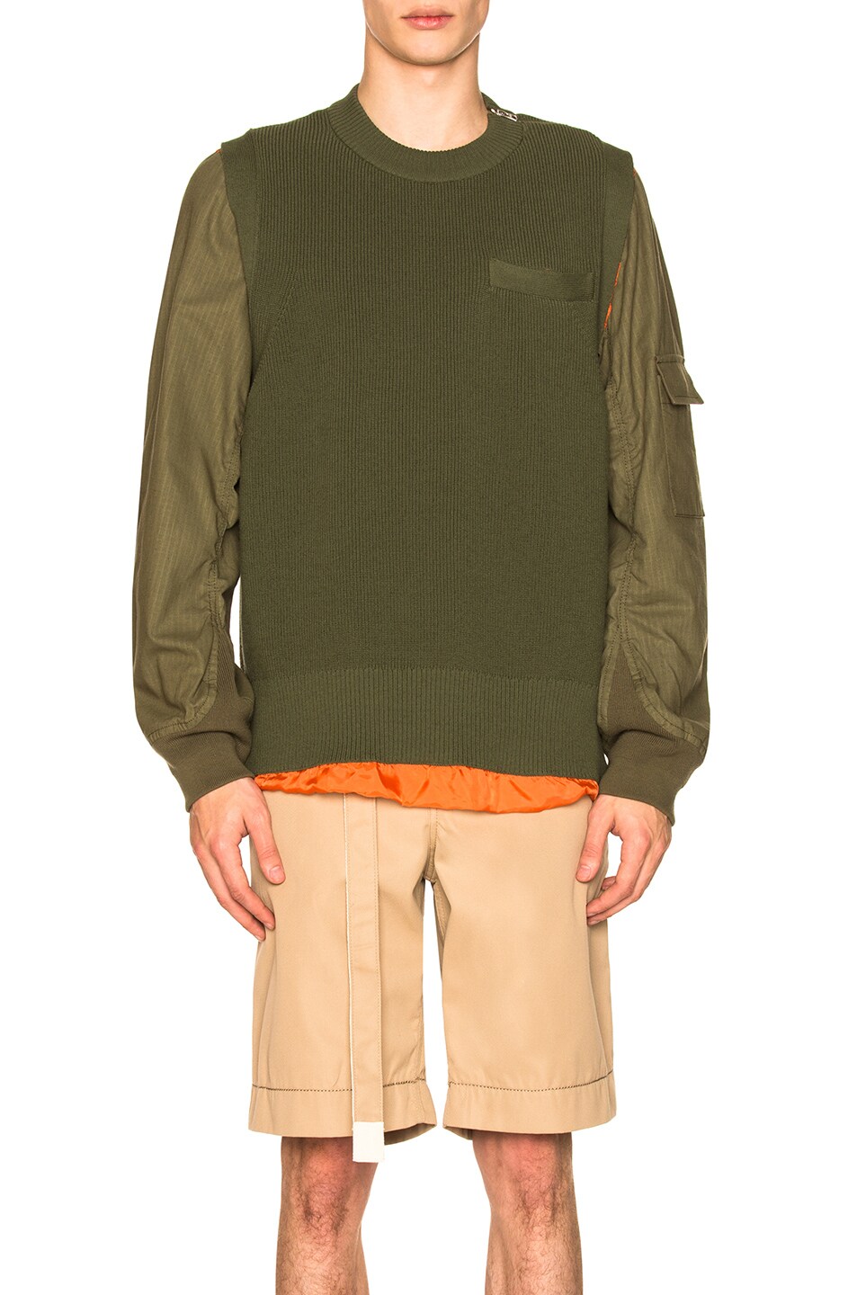 Image 1 of Sacai Sport Knit Pullover in Khaki