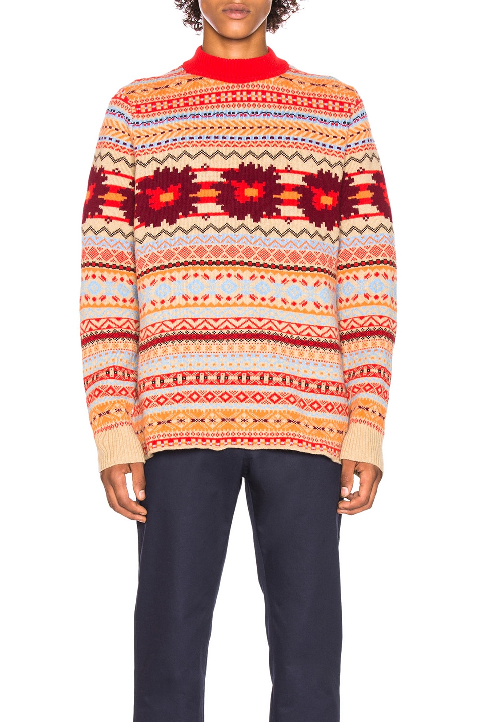 Image 1 of Sacai Floral Knit Pullover in Beige