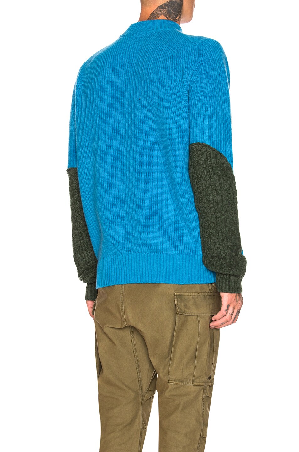 Image 1 of Sacai Wool Knit Pullover in Light Blue & Khaki