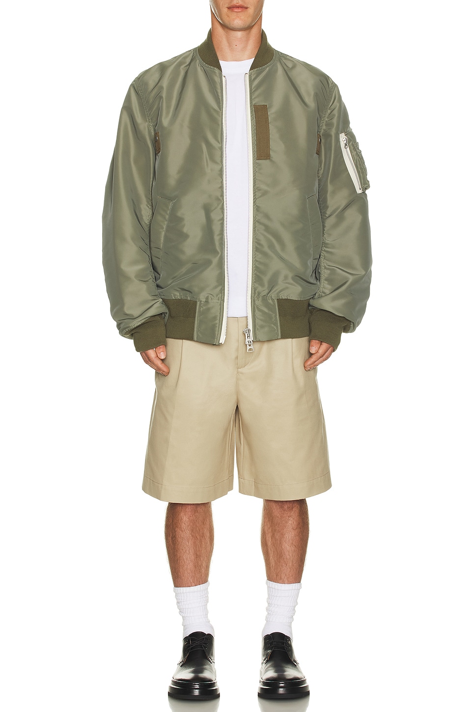 Sacai 23 years wool melton MA-1 mix of different materials Blouson 06753 Beige khaki 1