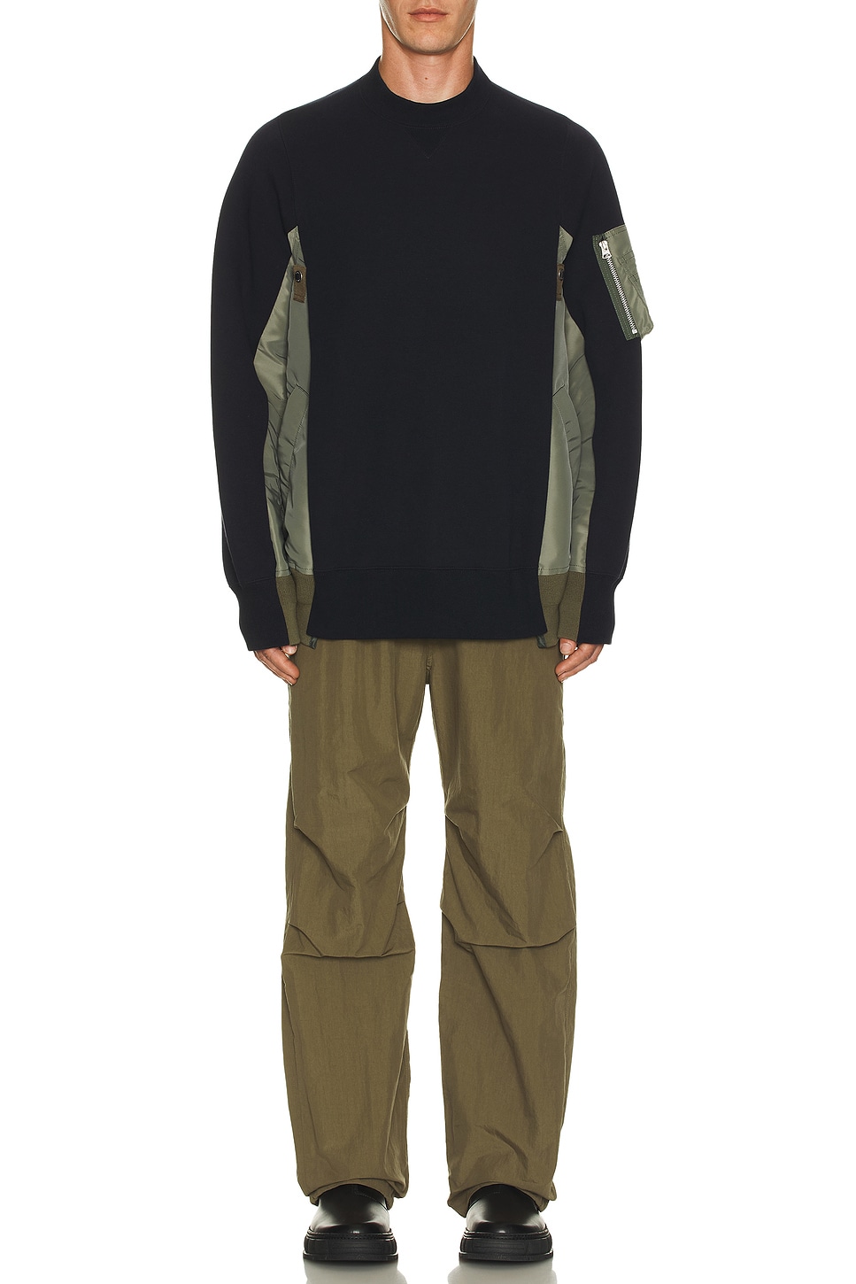 Image 1 of Sacai Sponge Sweat Pullover in Navy & Khaki