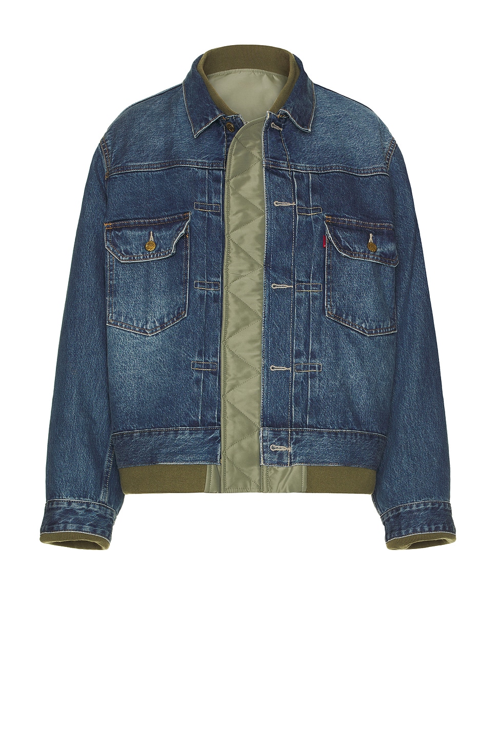 Image 1 of Sacai x Levi's Denim x Nylon Twill Reversible Blouson in Blue & Khaki