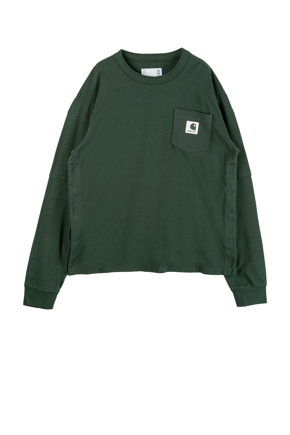 Image 1 of Sacai x Carhartt Wip Cotton Jersey Long Sleeve T-Shirt in Green