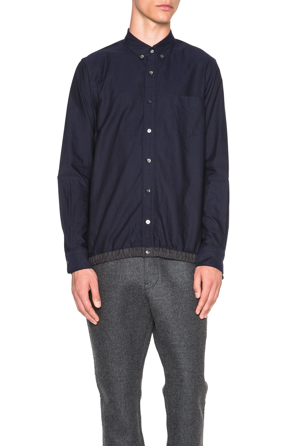 Image 1 of Sacai Side Elastic Button Down in Navy