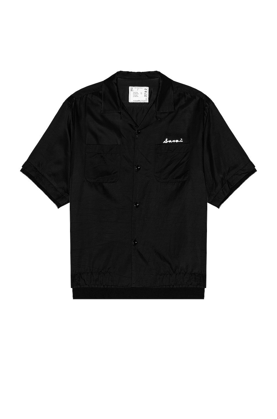 Image 1 of Sacai Cotton Twill Bowling Shirt in BLACK