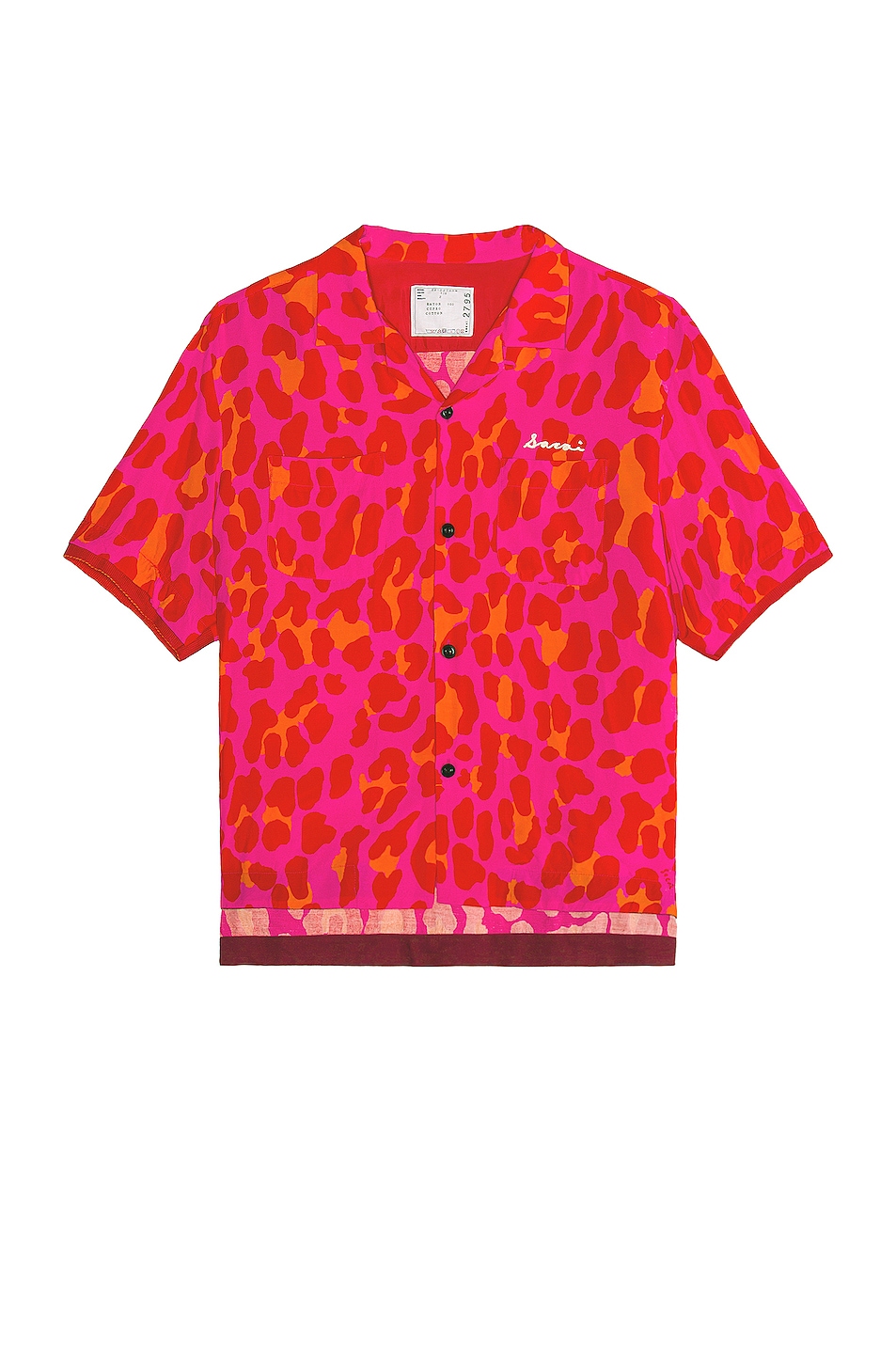 Image 1 of Sacai Leopard Print Bowling Shirt in PINK