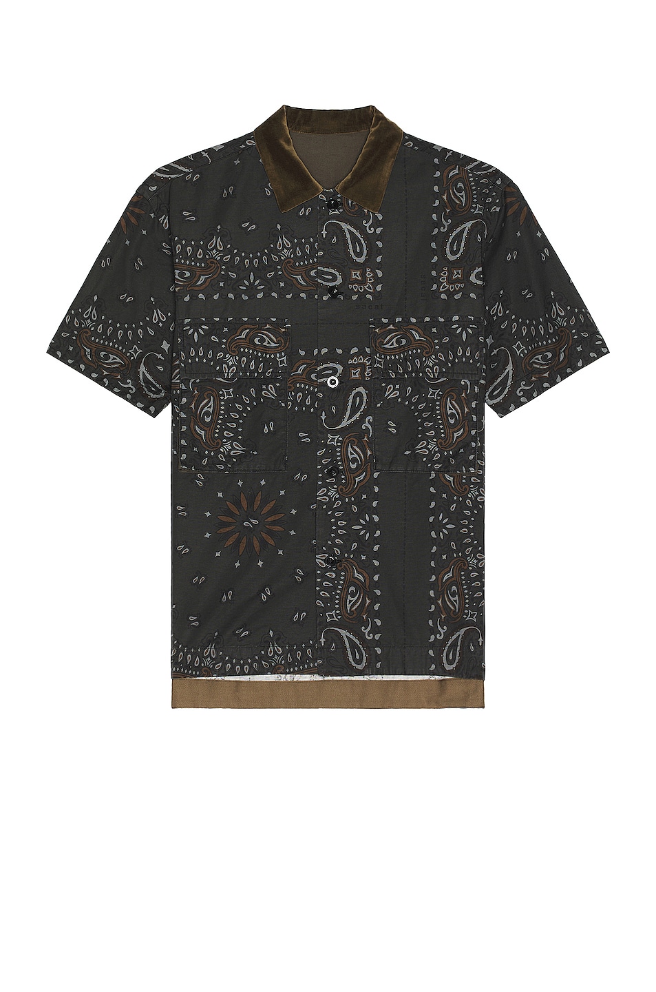Image 1 of Sacai Bandana Print Shirt in Grey