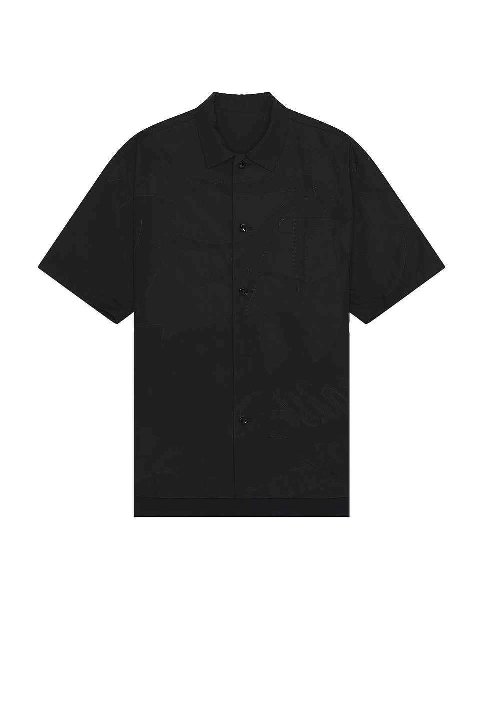 Image 1 of Sacai Floral Embroidered Patch Cotton Poplin Shirt in Black