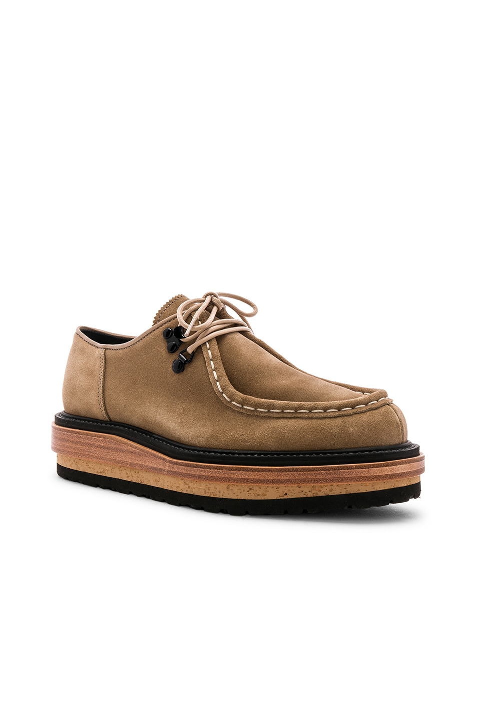 Image 1 of Sacai Suede Hybrid Sole Shoes in Beige