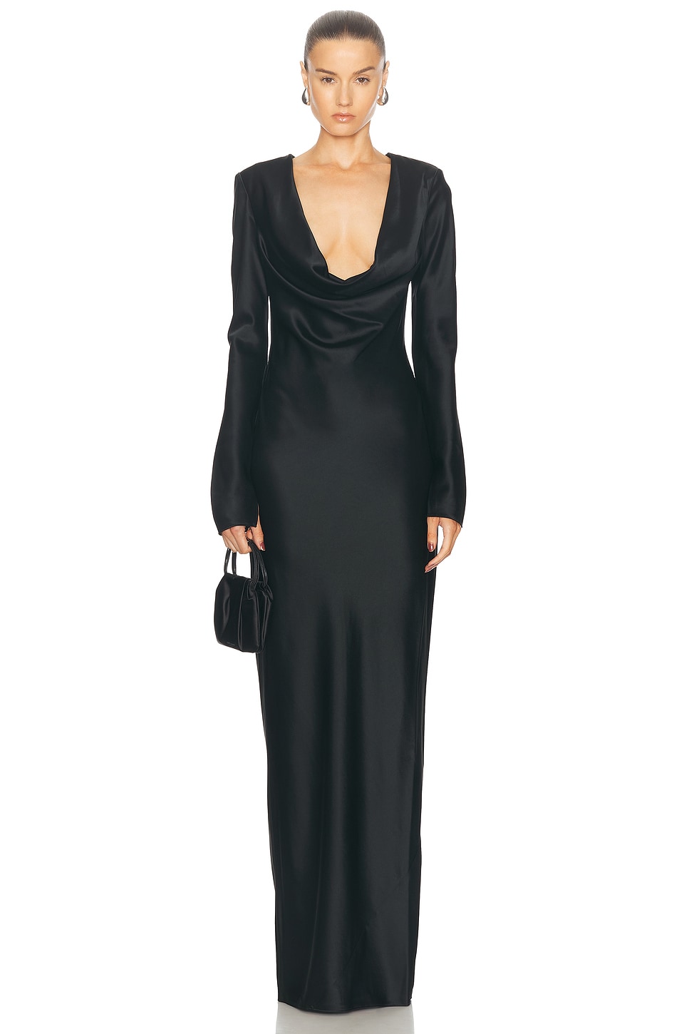 Image 1 of SANS FAFF Anna Cowl Evening Dress in Black