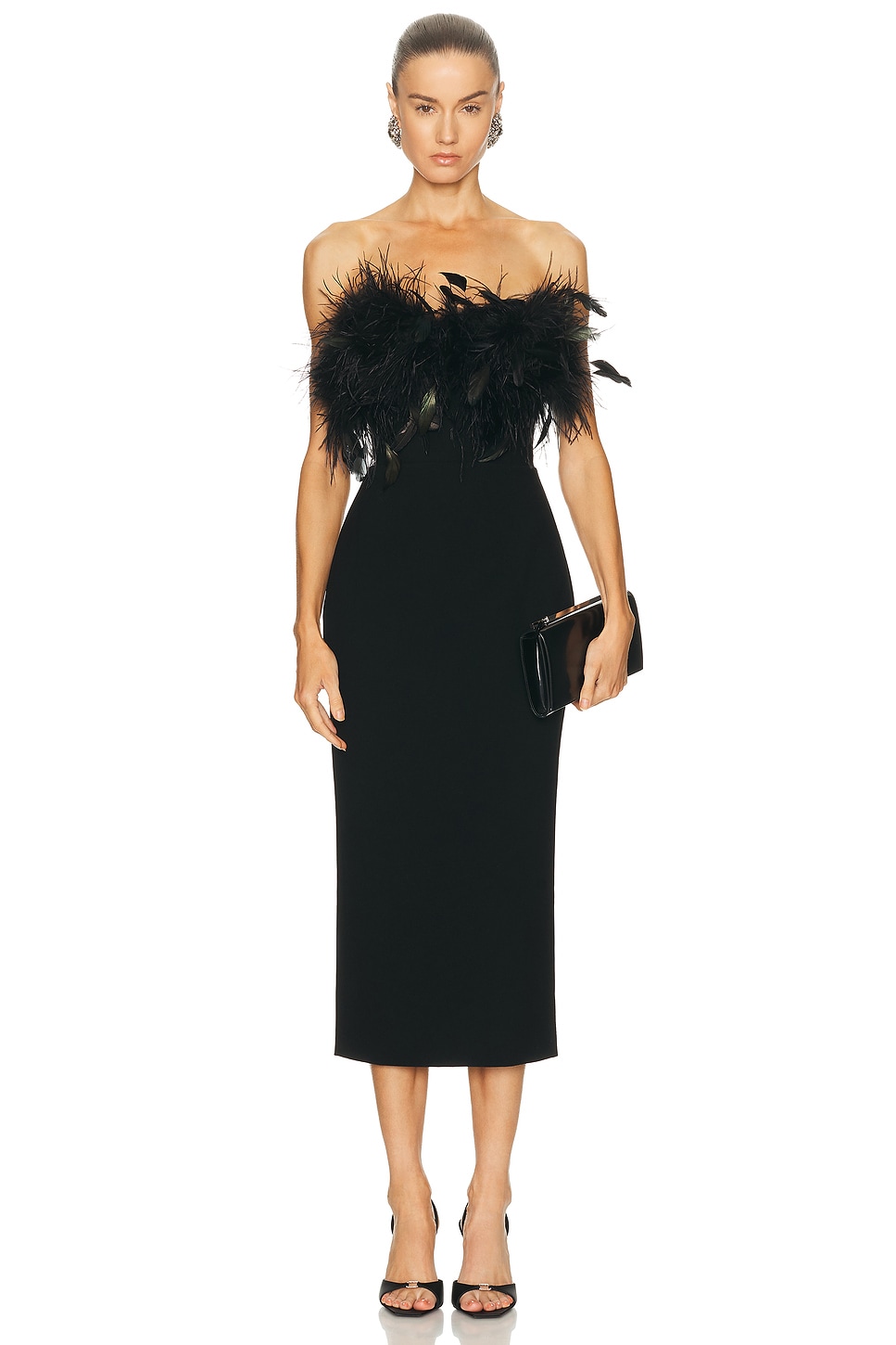 Image 1 of SANS FAFF Feather Midi Dress in Black