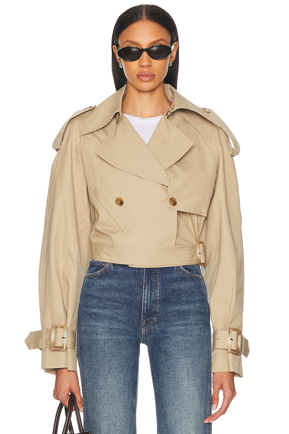Chiltern Cropped Trench Jacket in Beige