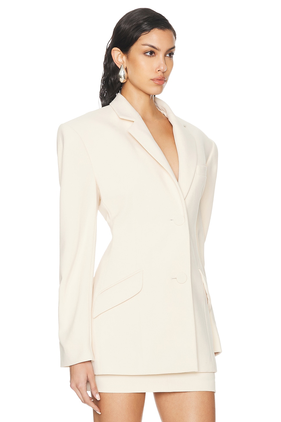 Shop Sans Faff Sicily Snatched Blazer In Cream