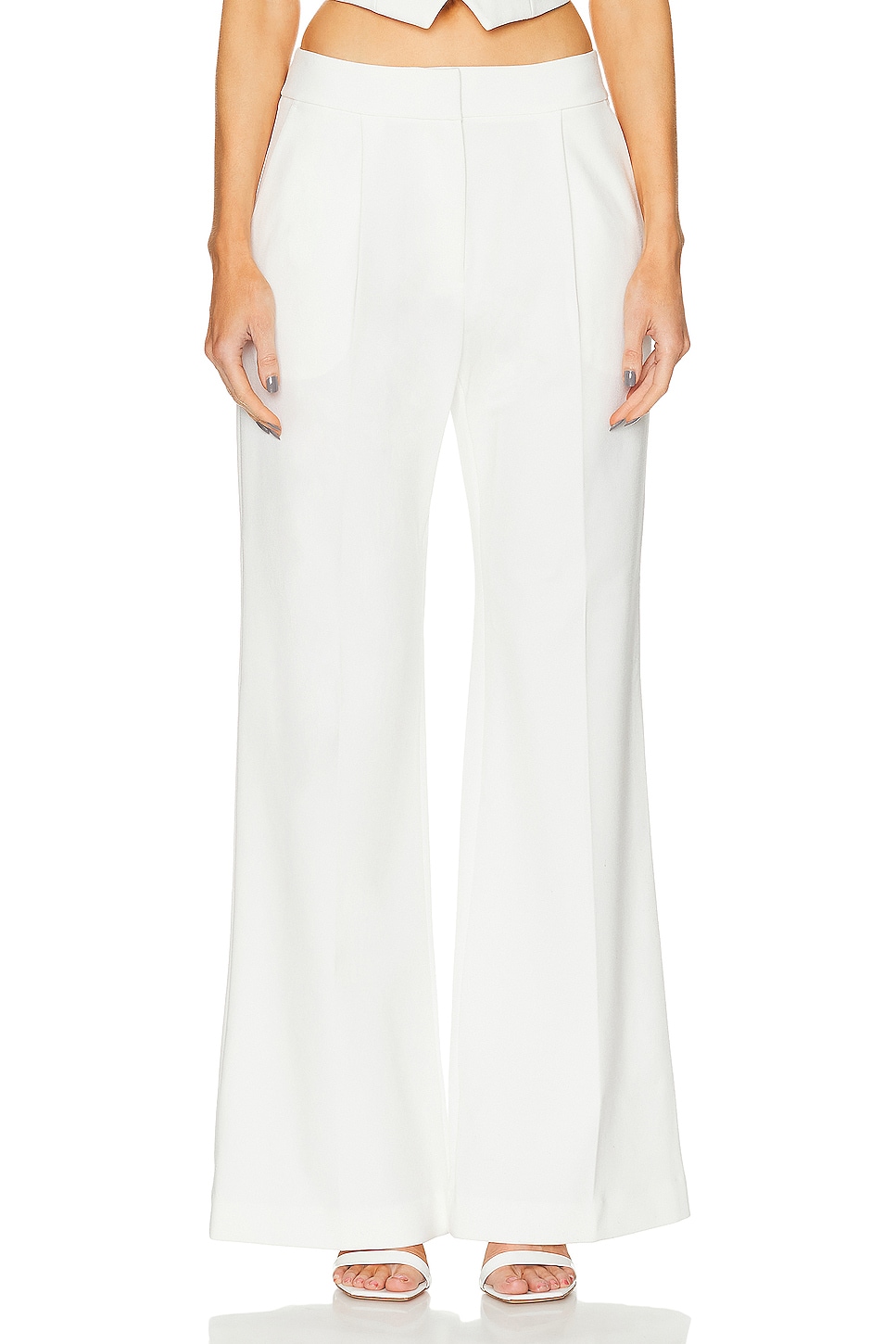 Pin Tuck Palazzo Pant in White