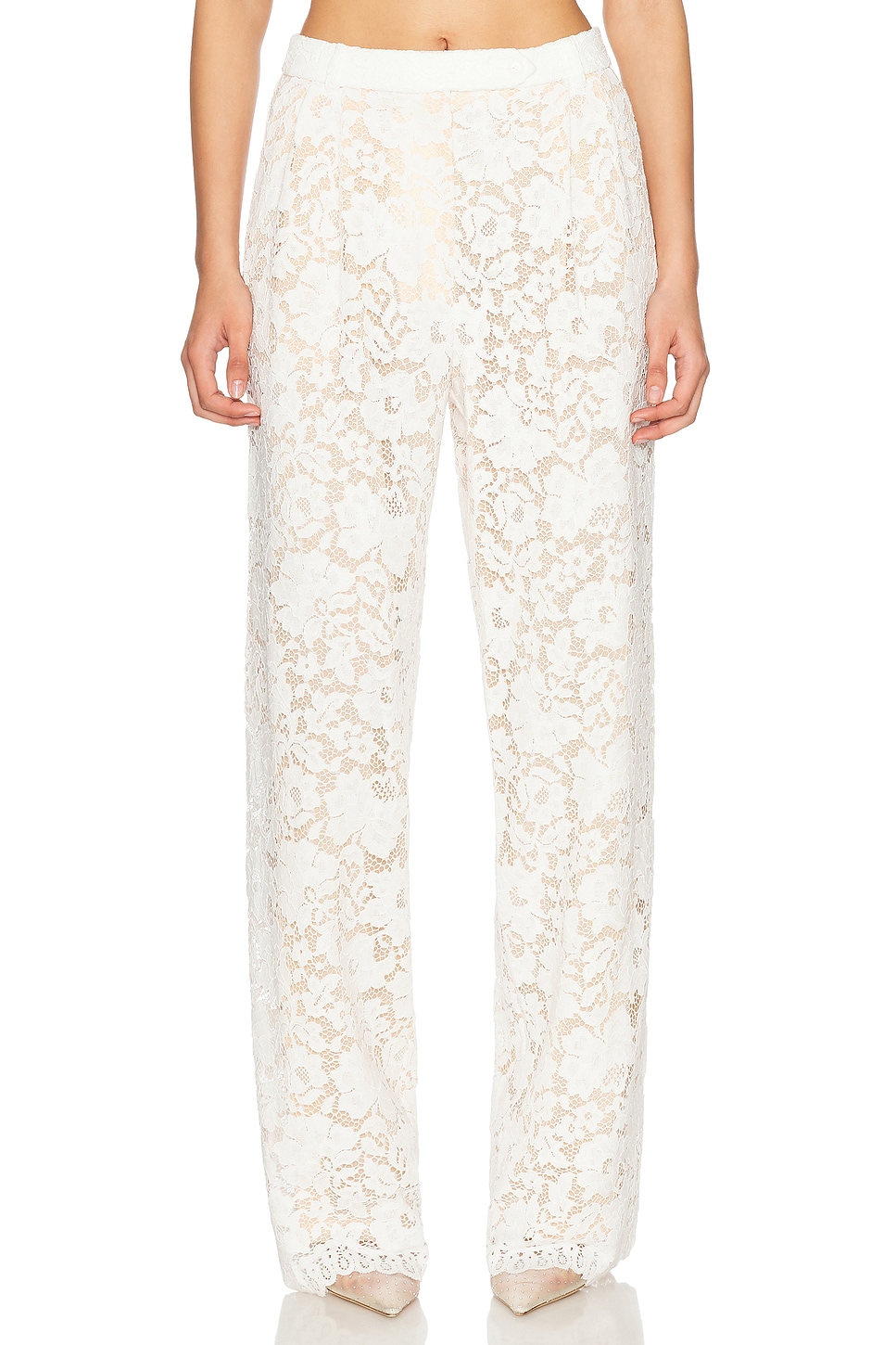 Estelle Lace Pintuck Pant in White