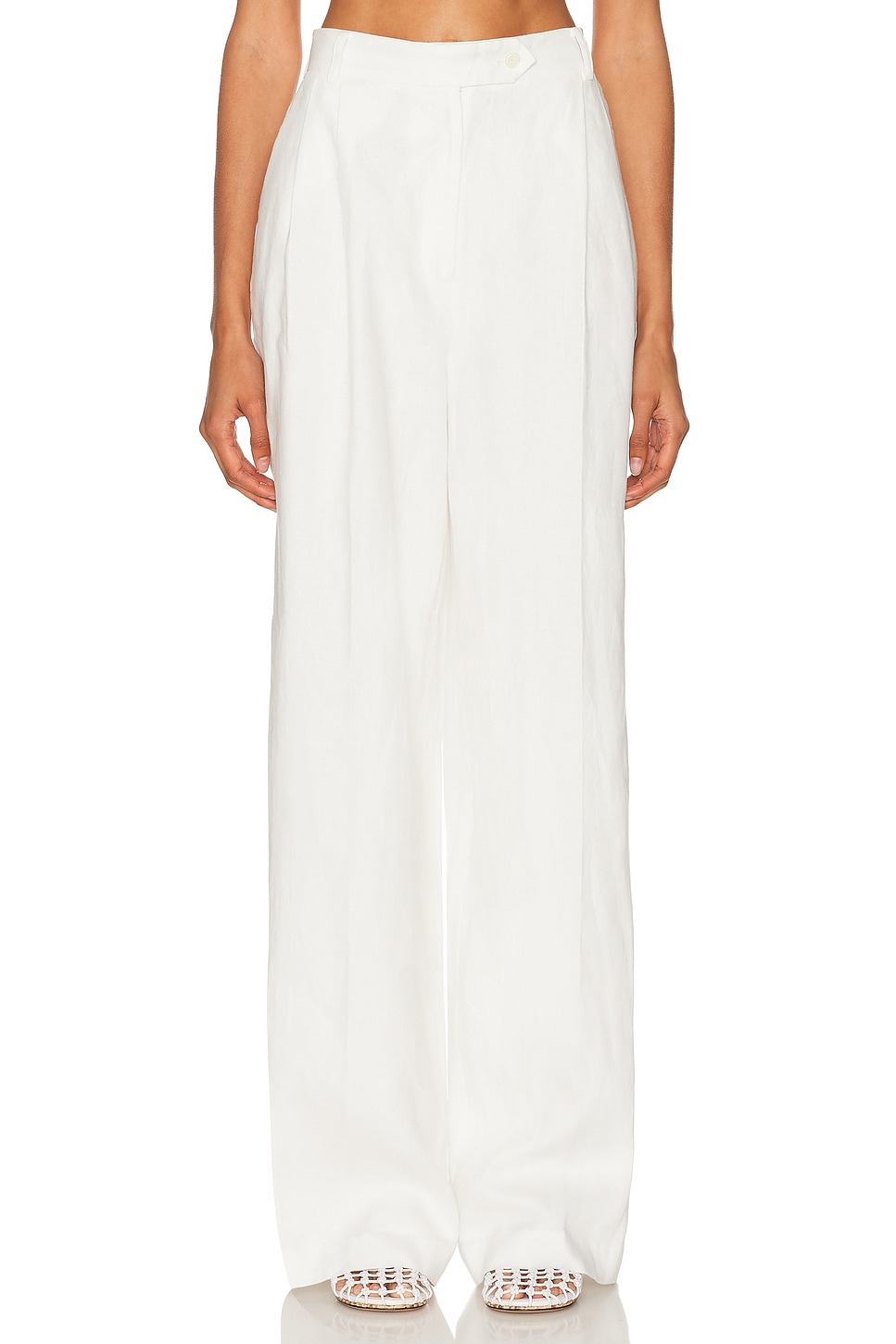 Ravello High Waisted Trouser in White
