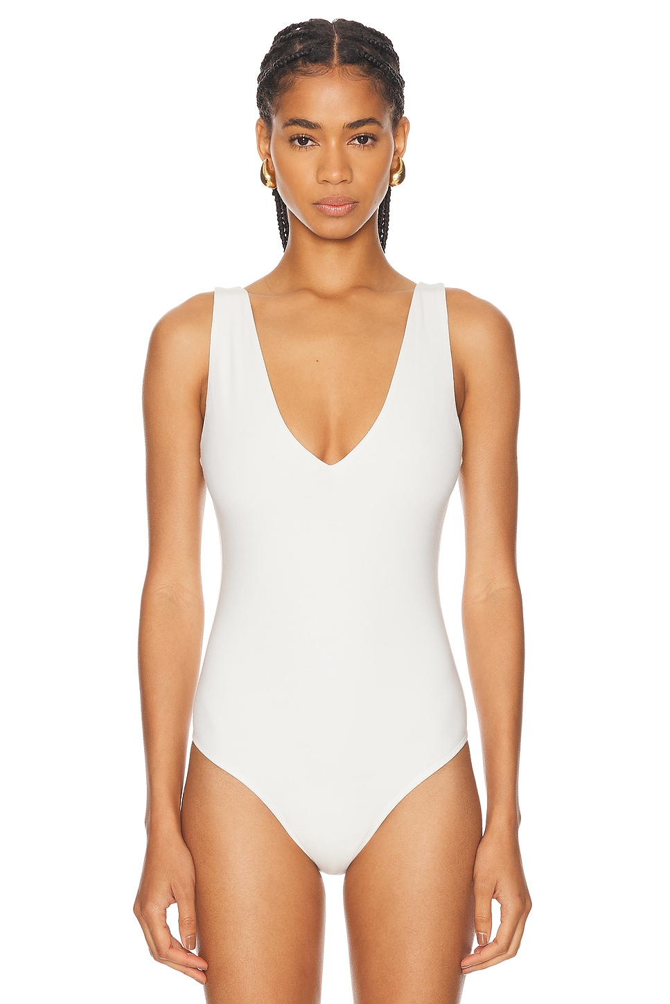 Shop Sans Faff Plunge V Bodysuit In White