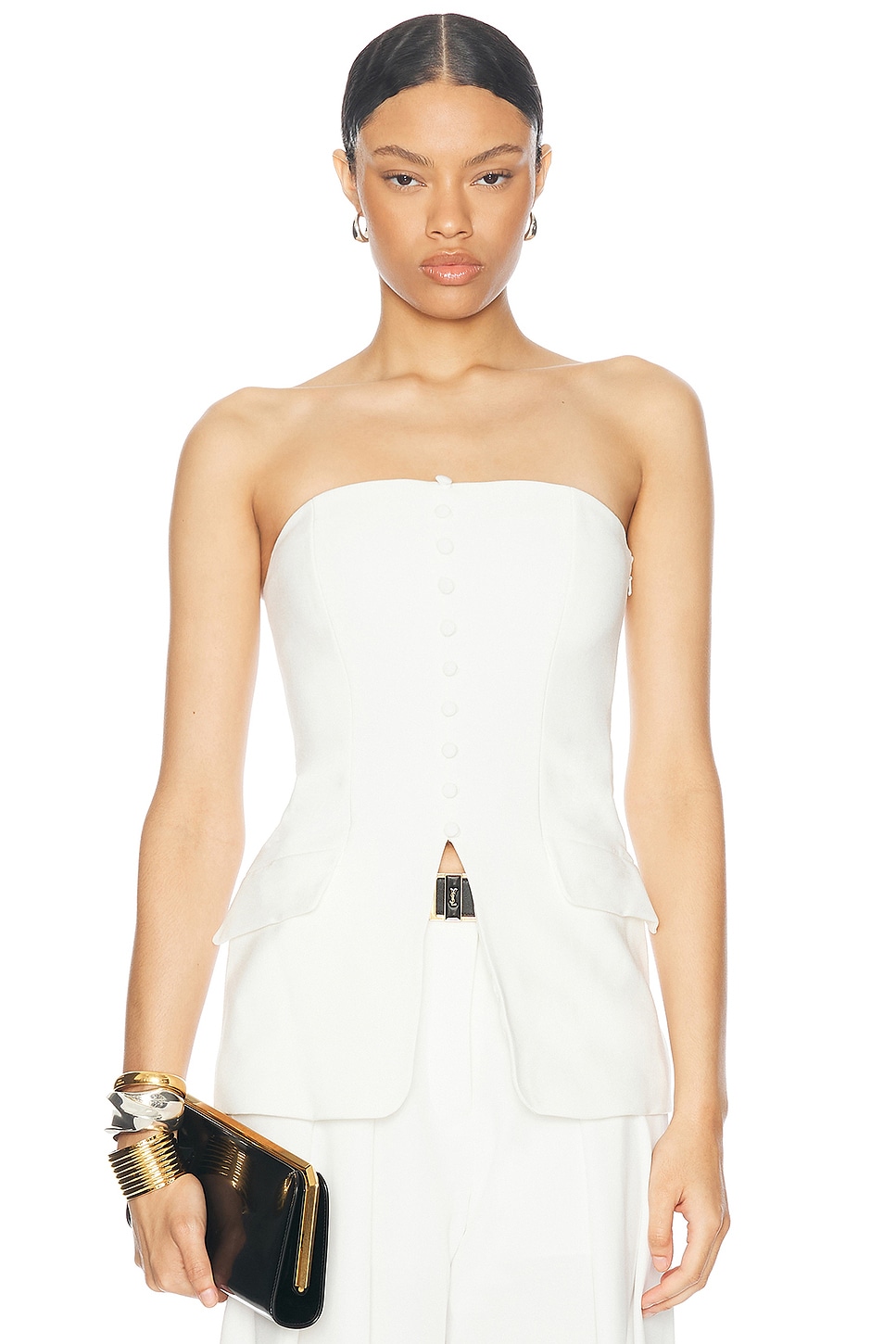 Image 1 of SANS FAFF Marais Button Top in White