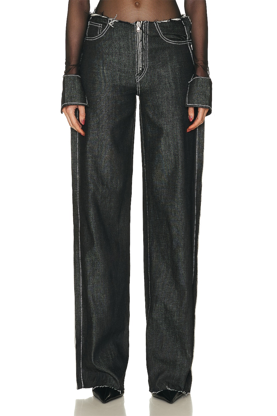 Image 1 of SAMI MIRO VINTAGE for FWRD Undone Waist Trouser in Denim