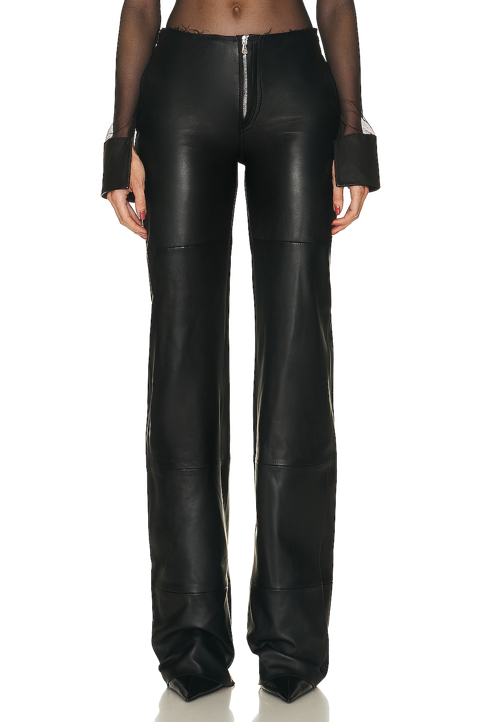Image 1 of SAMI MIRO VINTAGE for FWRD Undone Waist Leather Pant in Black