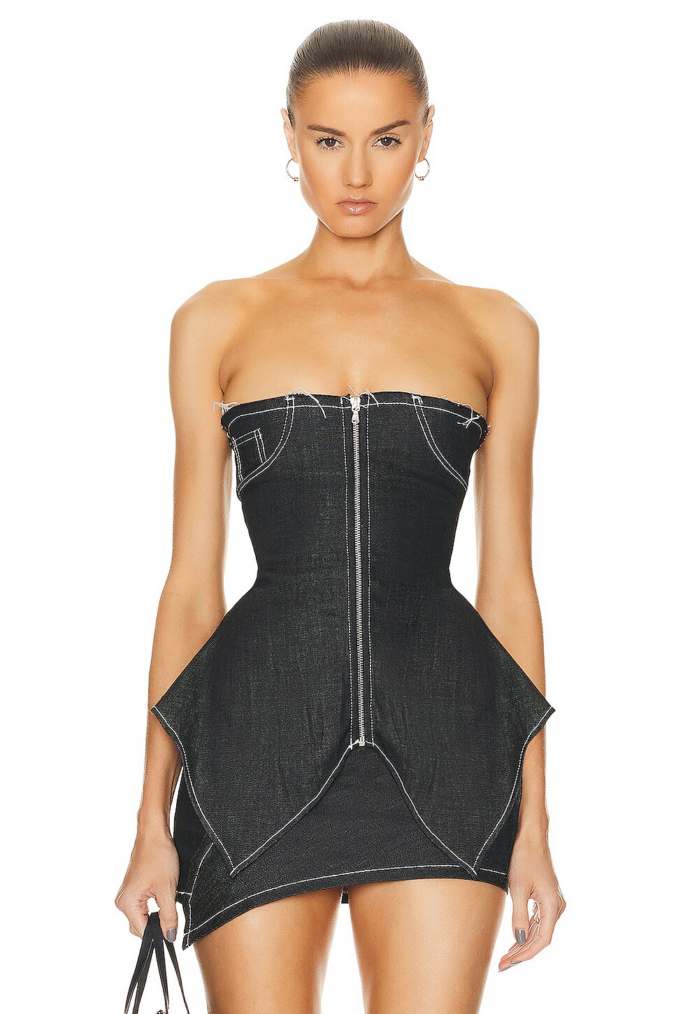 for FWRD Zip Front Tube Top With Uneven Hem