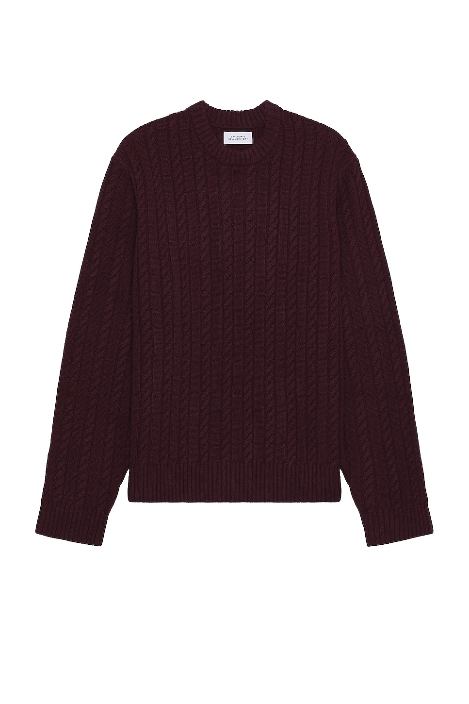 Image 1 of SATURDAYS NYC Nico Cable Knit Sweater in Chocolate Truffle