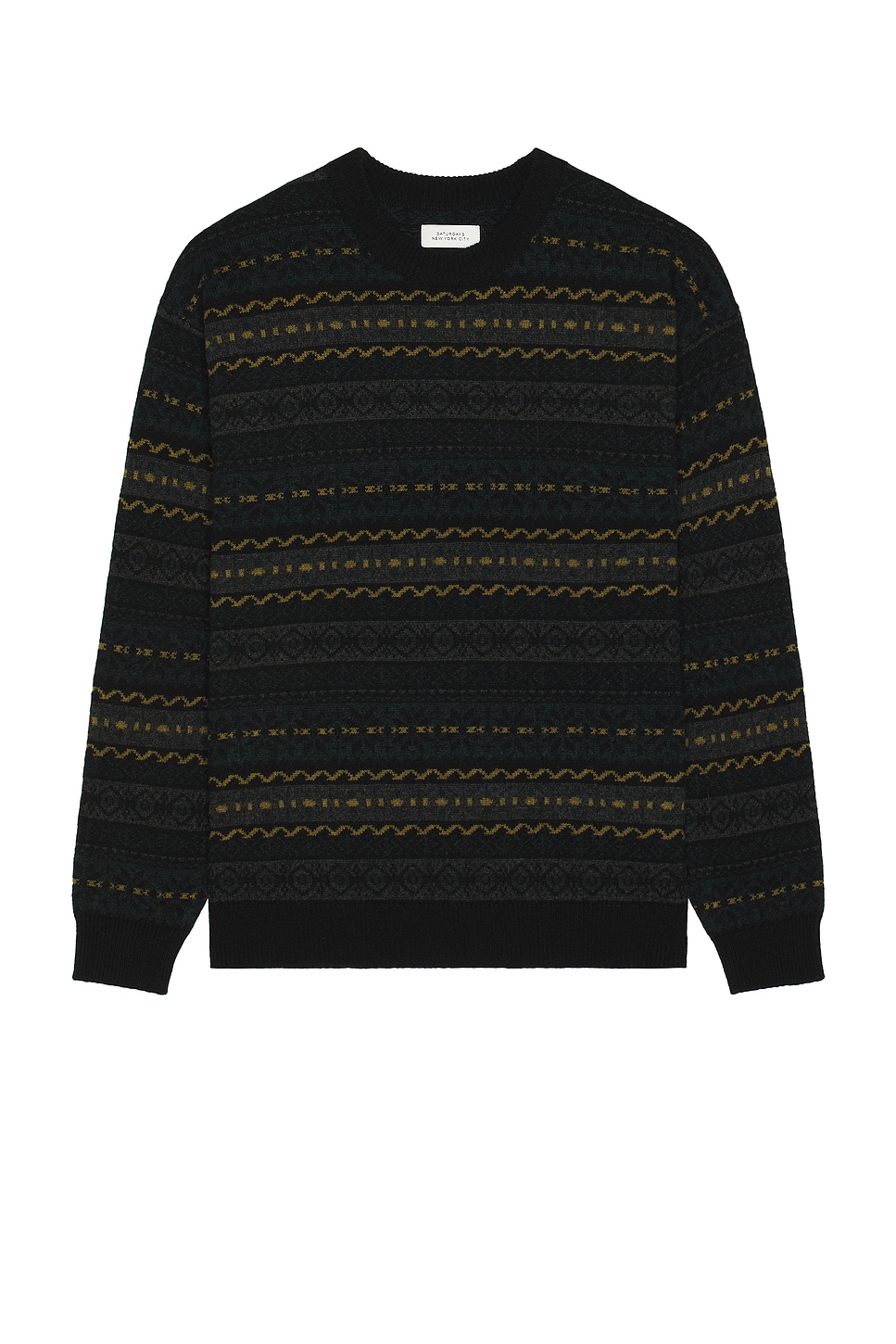 Image 1 of SATURDAYS NYC Classic Pattern Knit Sweater in Charcoal