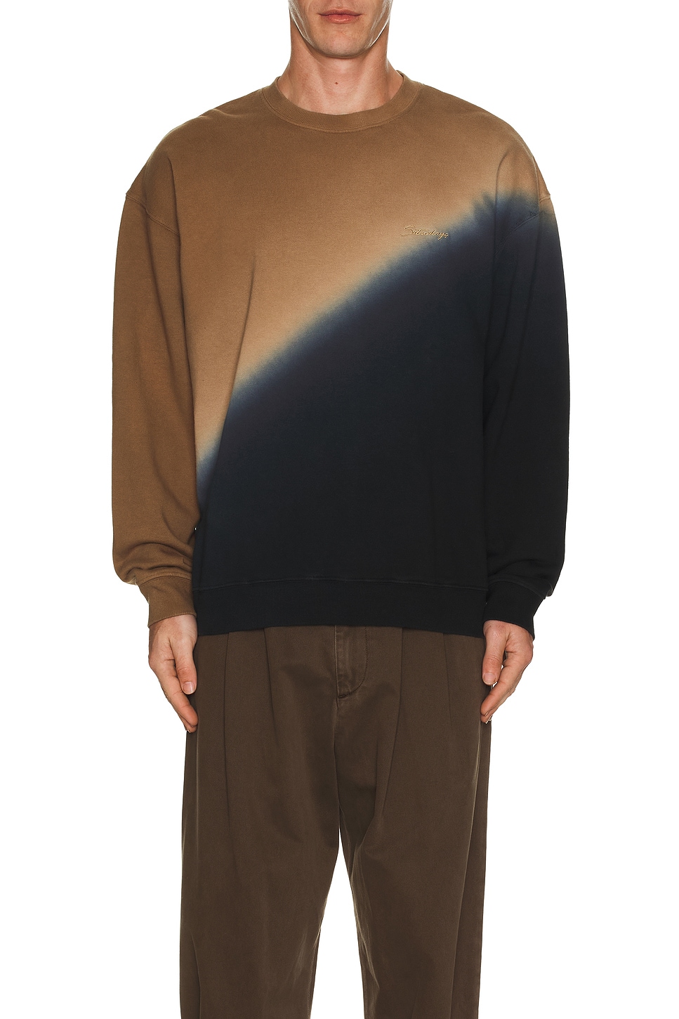 Image 1 of SATURDAYS NYC Heavy Weight Step Dyeing Sweatshirt in Camel