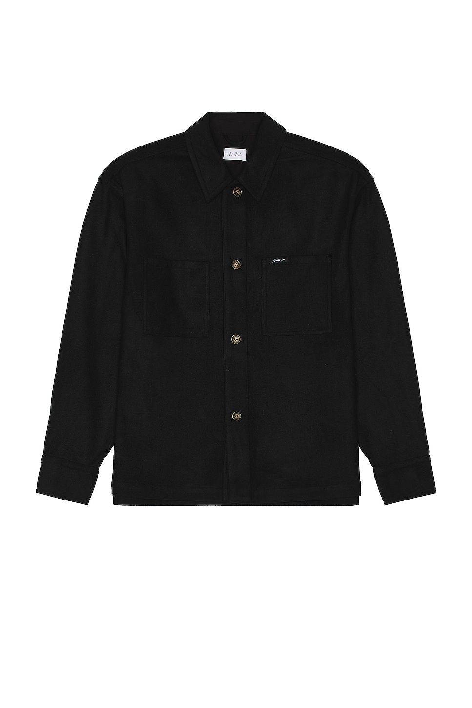 Image 1 of SATURDAYS NYC Driessen Wool Overshirt in Black