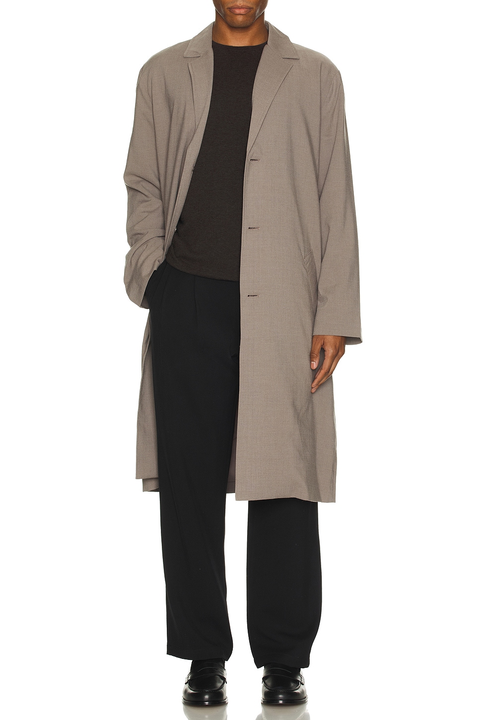 Image 1 of SATURDAYS NYC Daikanyama Wool Gabardine Coat in Taupe
